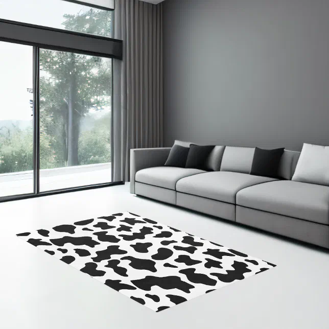 Classic Black and White Cow Print Area Rug 7x5 Zazzle