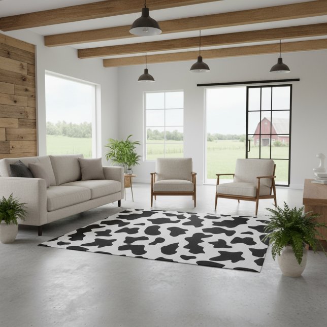 Classic Black and White Cow Print Area Rug - 7x5 (Cow print rug!)