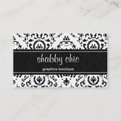 Classic Black and White Damask Business Card