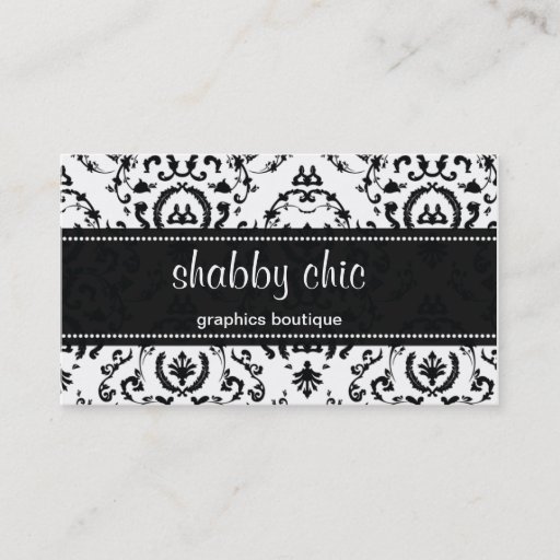 Customizable Classic Black and White Damask Business Card