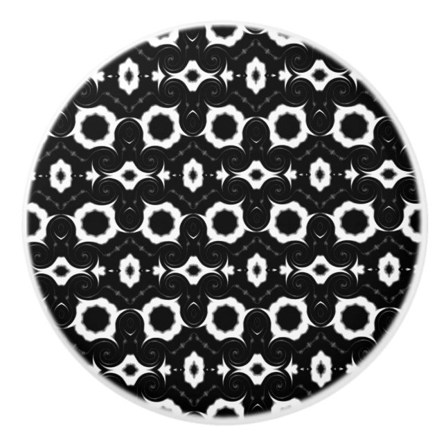 Classic black and white design ceramic knob (Front)