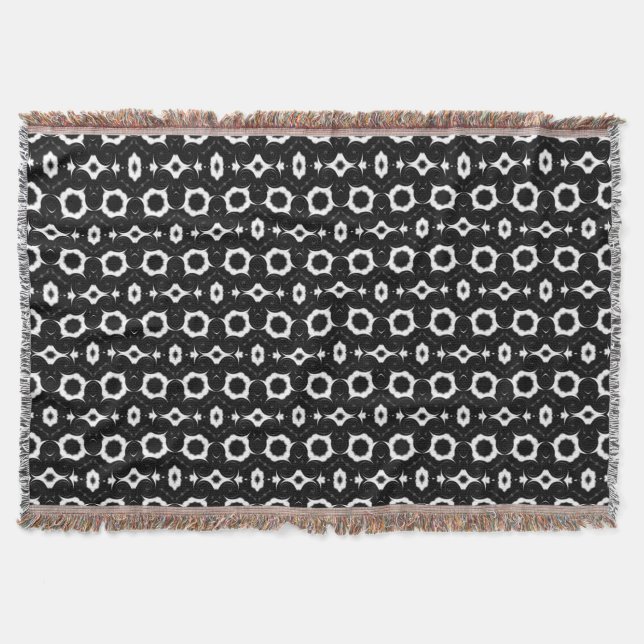 Classic black and white design throw blanket (Front)