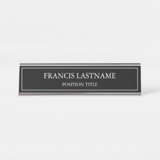 Classic Black and White Desk Name Plate