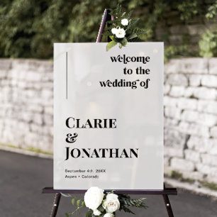 Classic Black and White Disco Wedding Welcome Acrylic Sign