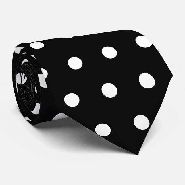 Classic Black and White dots seamless pattern Neck Tie (Rolled)