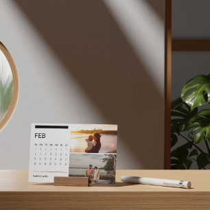 Classic Black And White Easel Calendar Feb 2026 Holder