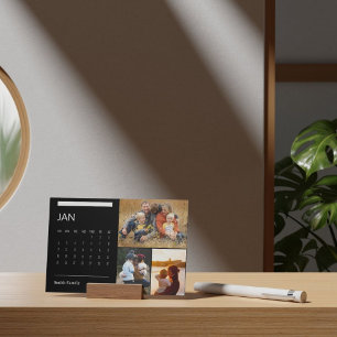 Classic Black And White Easel Calendar Jan 2026 Holder