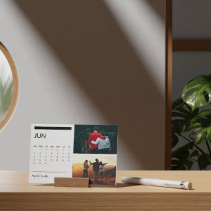 Classic Black And White Easel Calendar Jun 2026 Holder