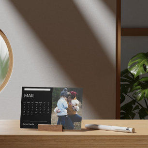 Classic Black And White Easel Calendar Mar 2026 Holder