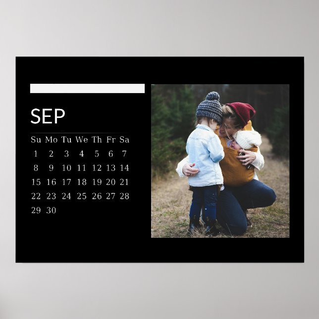 Classic Black And White Easel Calendar Sep 2024 Holder (Front)