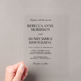 Classic Black and White Elegant Minimalist Wedding Acrylic Invitations