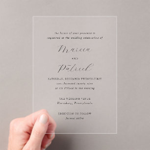 Classic Black and White Elegant Wedding Acrylic Invitations