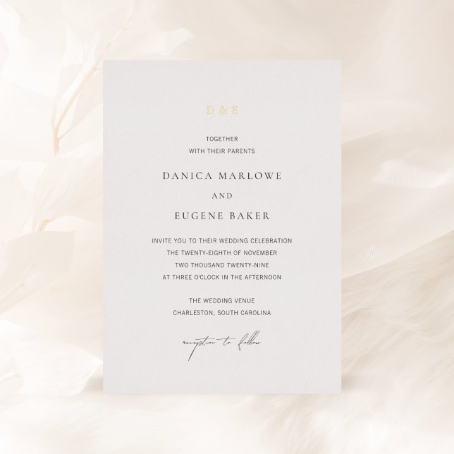 Classic Black and White Elegant Wedding Foil Invitation (Creator Uploaded)