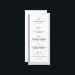 Classic Black and White Elegant Wedding Menu<br><div class="desc">Classic black and white wedding menu featuring a simple and minimal design with your monogram, names and wedding date at the top along with your menu surrounded by a double border. The fonts alternate between and elegant script, a traditional serif and minimalist sans serif fonts. This menu is great for...</div>