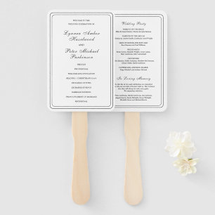 Classic Black and White Elegant Wedding Program Hand Fan