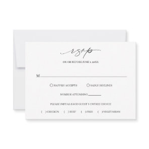 Classic Black and White Elegant Wedding RSVP Card
