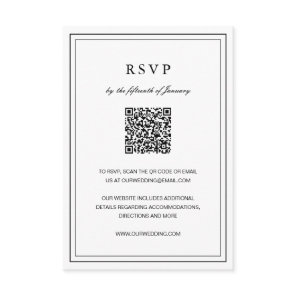 Classic Black and White Elegant Wedding RSVP Card