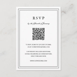 Classic Black and White Elegant Wedding RSVP Card