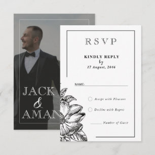 Classic Black and White Elegant Wedding RSVP Cards