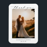 Classic Black and White Elegant Wedding Thank You Magnet<br><div class="desc">Classic style wedding thank you magnet favors with a simple and minimal black and white design with a combination of traditional serif fonts and an elegant script along with your date in a large format for a modern touch along with your favorite photo. This elegant design is great for a...</div>