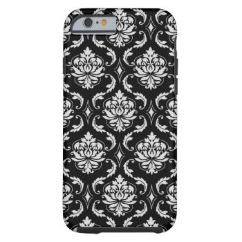 Classic Black And White Floral Damask Pattern Tough Iphone 6 Case by DamaskGallery at Zazzle