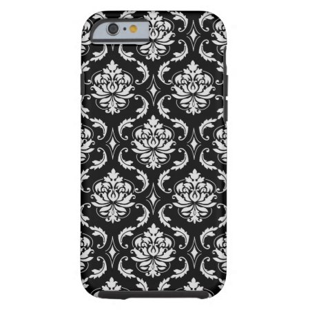Classic Black And White Floral Damask Pattern Tough Iphone 6 Case