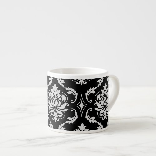 Classic Black and White Floral Damask Pattern Espresso Cup