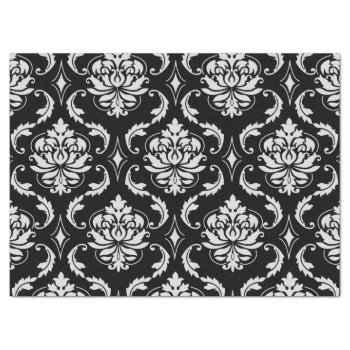 Classic Black And White Floral Damask Pattern Tissue Paper by DamaskGallery at Zazzle
