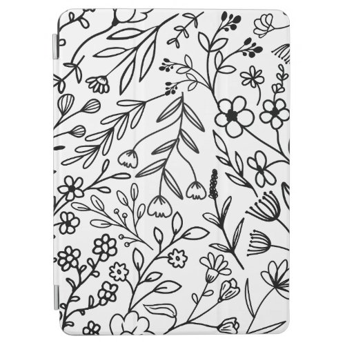 Classic Black and White Floral Ink Garden iPad Air Cover