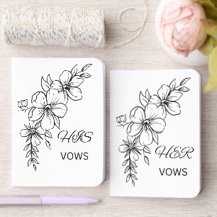 Classic Black and White Floral Sketch Wedding Foil Vow Books