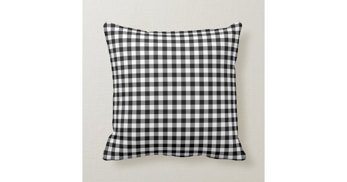 Classic Black And White Gingham Checked Pattern Throw Pillow