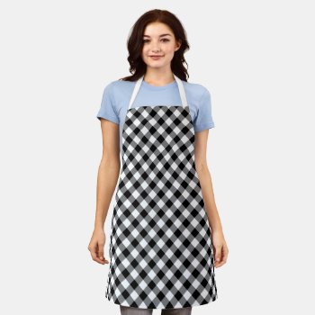 Classic Black And White Gingham Plaid Apron by InTrendPatterns at Zazzle
