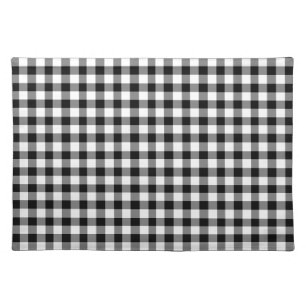 Classic Black And White Gingham Plaid Cloth Placemat