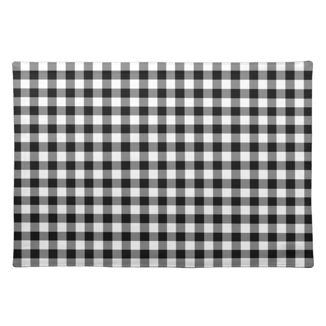 Classic Black And White Gingham Plaid Cloth Placemat (Front)