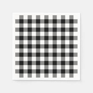 Classic Black and White Gingham Plaid Pattern Napkins