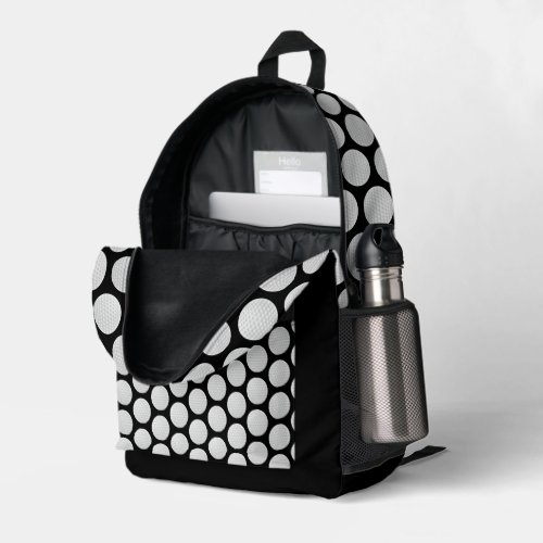 Classic Black and White Golf Ball Pattern Printed Backpack