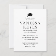 Classic Black and White Graduation Announcement