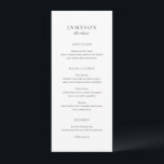 Classic Black and White Guest Name Elegant Wedding Menu<br><div class="desc">Elegant wedding menu featuring a simple and classic design with your event details in traditional serif and elegant script fonts.  Use the template to add each guest name.</div>