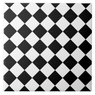 Classic Black and White Harlequin Diagonal Checker Ceramic Tile