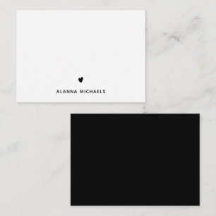 Classic Black and White Heart and Name Note Card