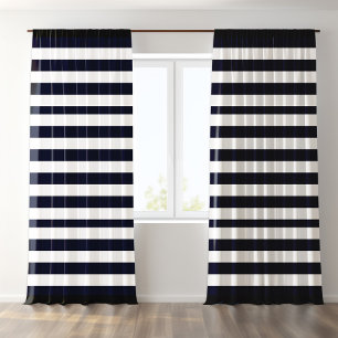 Classic black and white horisontal stripes pattern blackout curtains