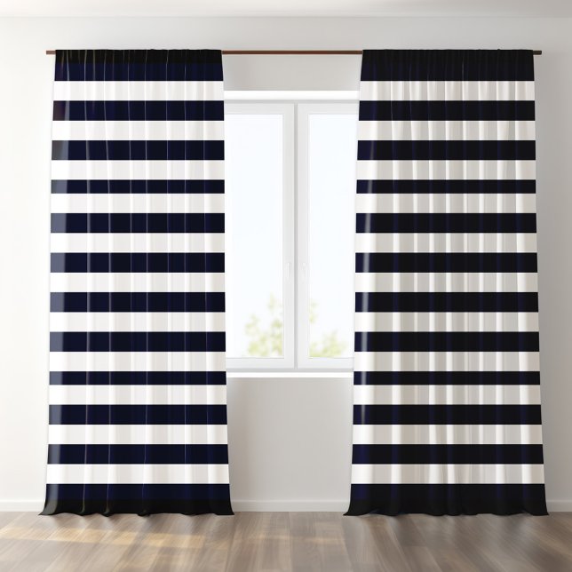 Classic black and white horisontal stripes pattern blackout curtains (Creator Uploaded)