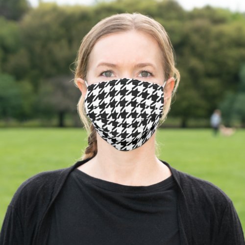 Classic Black and White Hounds tooth Pattern Adult Cloth Face Mask