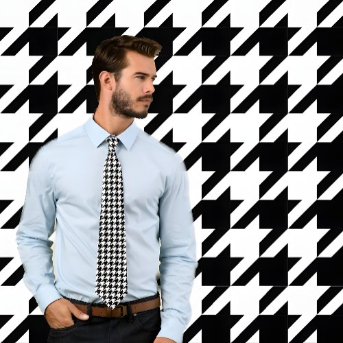 Classic Black and White Houndstooth Check Tie