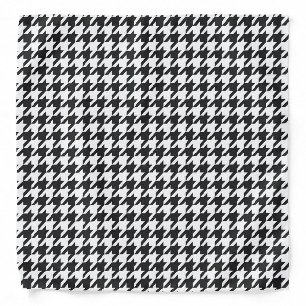 Classic Black and White Houndstooth Pattern Bandana | Zazzle
