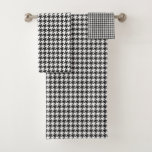 Classic Black And White Houndstooth Pattern Bath Towel Set at Zazzle