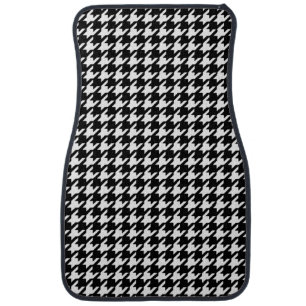 Classic Black and White Houndstooth Pattern Car Mat