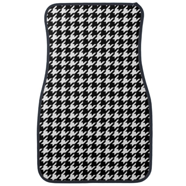 Classic Black and White Houndstooth Pattern Car Mat (Front)