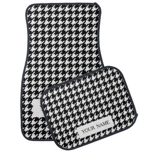 Classic Black and White Houndstooth Pattern Car Mat