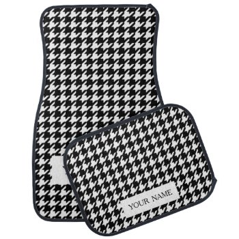 Classic Black And White Houndstooth Pattern Car Mat by GraphicsByMimi at Zazzle
